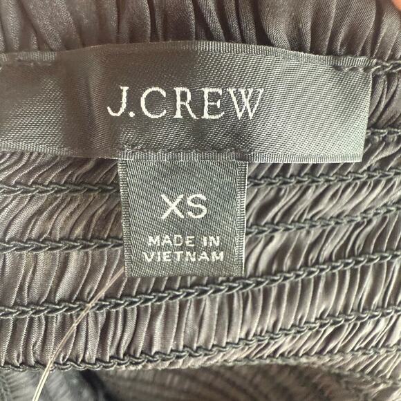 J.CREW | NWT Featherweight Smocked Square Neck Cropped Top Black Satin Size XS - Picture 7 of 13